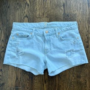 7FAM Light Denim Cutoff Shorts